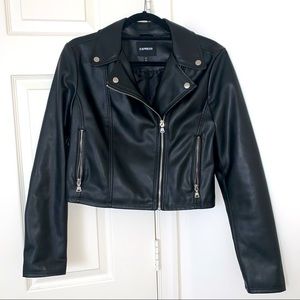 Express Black Faux Leather Biker Jacket